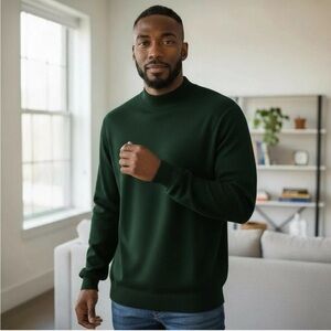 Jos A Bank XXL 100% Silk Green Turtle Mockneck Knit Sweater Holiday Top Pullover